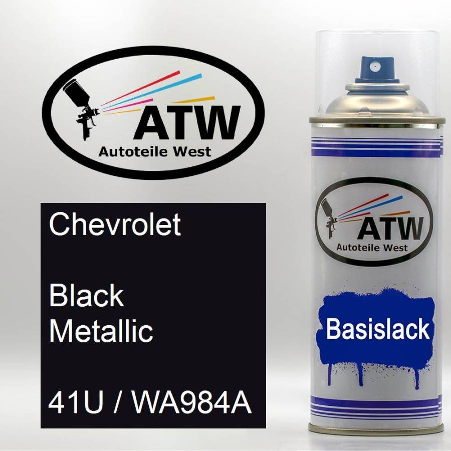 Chevrolet, Black Metallic, 41U / WA984A: 400ml Sprühdose, von ATW Autoteile West.